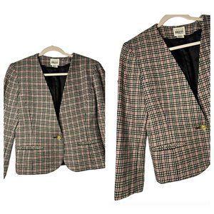 VTG Leslie Fay Wool Blend Plaid Ladies Sophisticated Nostalgic Blazer SZ 6P